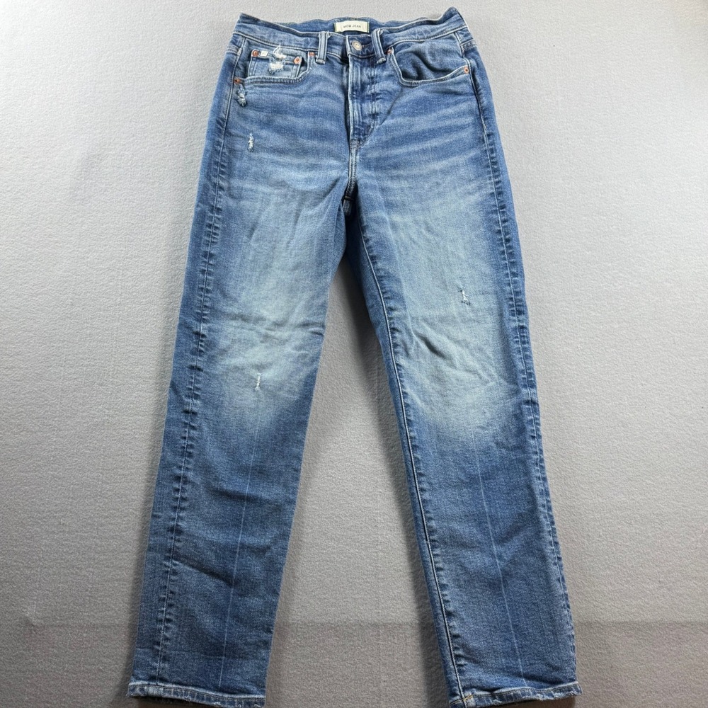 AE77 Mom Jean Womens Size 6 Blue Distressed High Rise Denim‎ 27x27